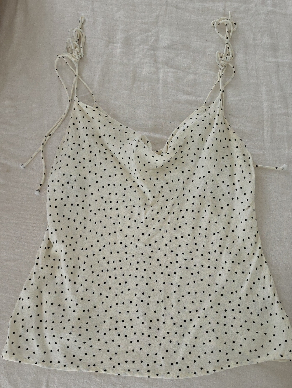 Reformation Cream Polka Dot Tie-Strap Cowl Tank